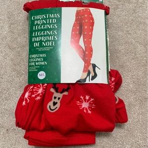 NEW Christmas printed fleece leggings M/L